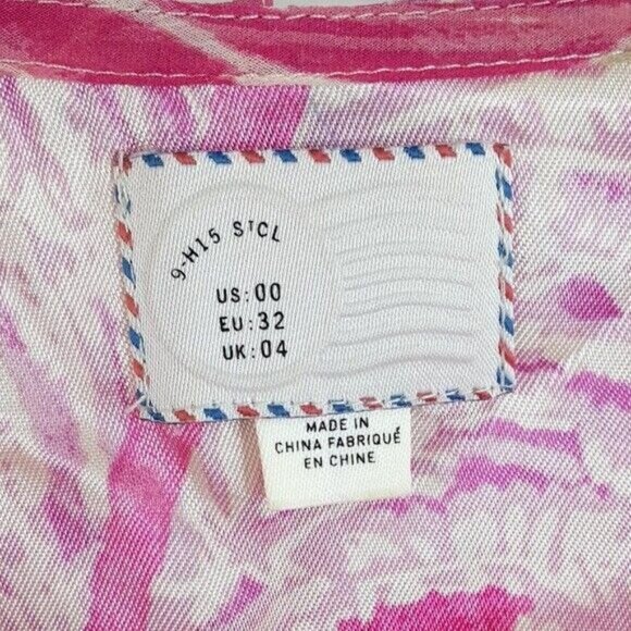 Postmark Rosy Plumes Dress Pink Size 00 Tan Lined Sleeveless Silk Anthropologie - Picture 4 of 6